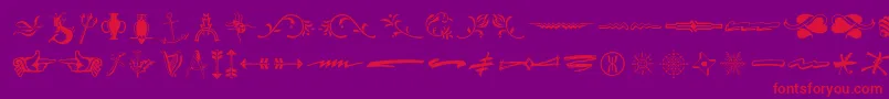 フォントTypeembellishmentsthree – 紫の背景に赤い文字
