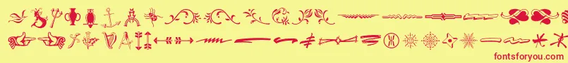 フォントTypeembellishmentsthree – 赤い文字の黄色い背景