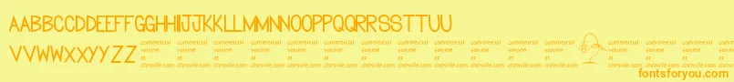 フォントFlowersforyou – オレンジの文字が黄色の背景にあります。