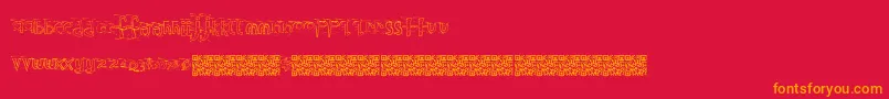 Westernclown-Schriftart – Orangefarbene Schriften auf rotem Hintergrund