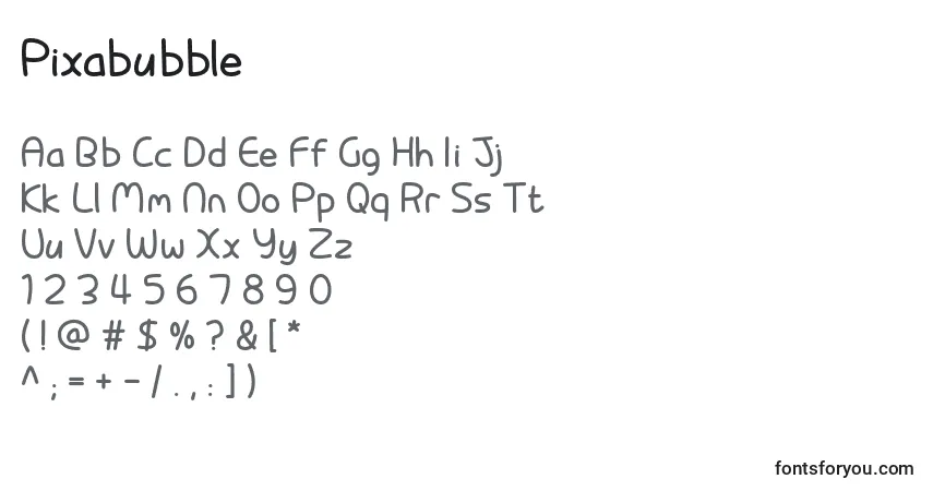 A fonte Pixabubble – alfabeto, números, caracteres especiais