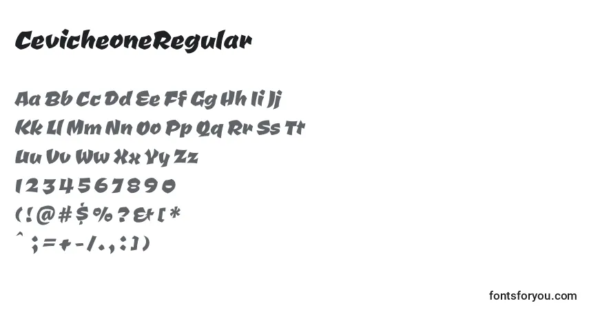 Czcionka CevicheoneRegular – alfabet, cyfry, specjalne znaki