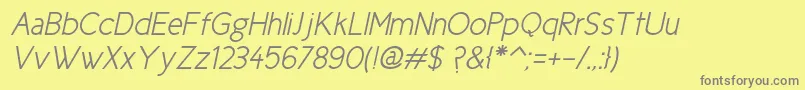 Fonte Ciclesemiitalic – fontes cinzas em um fundo amarelo