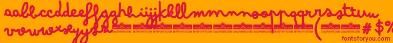 BimboWhiteboardTrial-Schriftart – Rote Schriften auf orangefarbenem Hintergrund