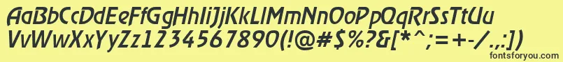フォントARewindermediumItalic – 黒い文字の黄色い背景