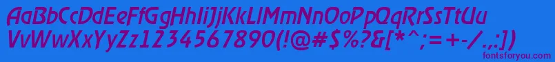 Fonte ARewindermediumItalic – fontes roxas em um fundo azul