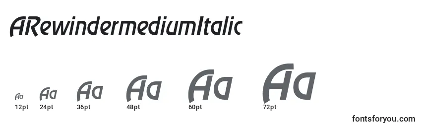 Размеры шрифта ARewindermediumItalic