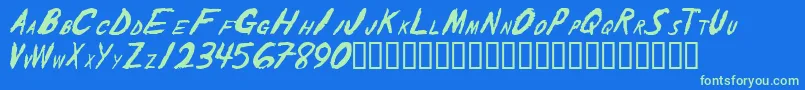 TheShakerCaps Font – Green Fonts on Blue Background