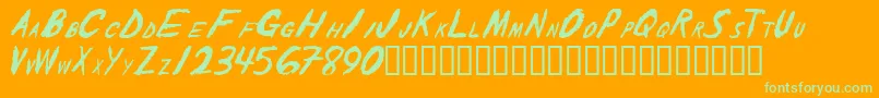 TheShakerCaps Font – Green Fonts on Orange Background