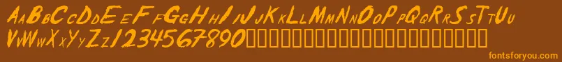 TheShakerCaps-Schriftart – Orangefarbene Schriften auf braunem Hintergrund