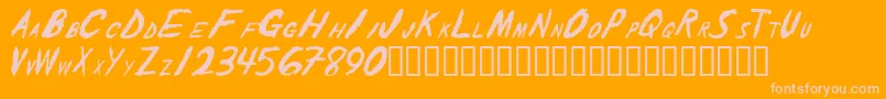 TheShakerCaps-Schriftart – Rosa Schriften auf orangefarbenem Hintergrund