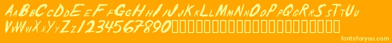 TheShakerCaps-Schriftart – Gelbe Schriften auf orangefarbenem Hintergrund