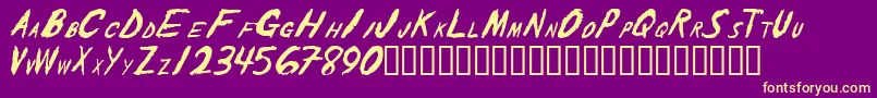 TheShakerCaps Font – Yellow Fonts on Purple Background