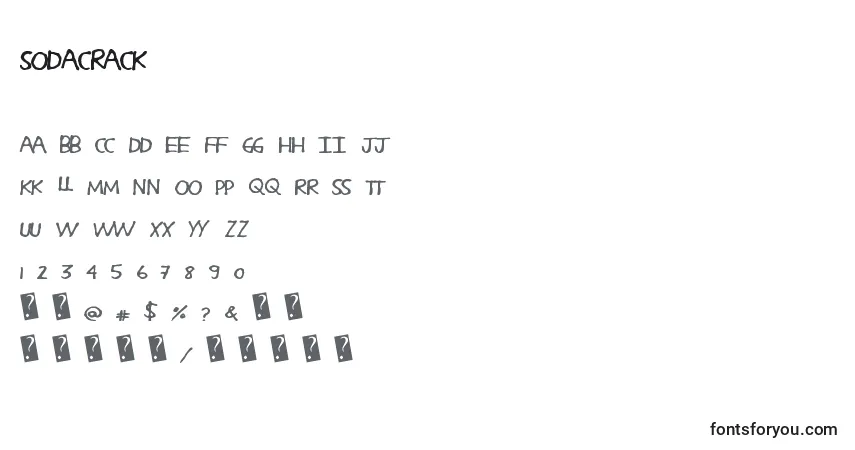 A fonte Sodacrack – alfabeto, números, caracteres especiais