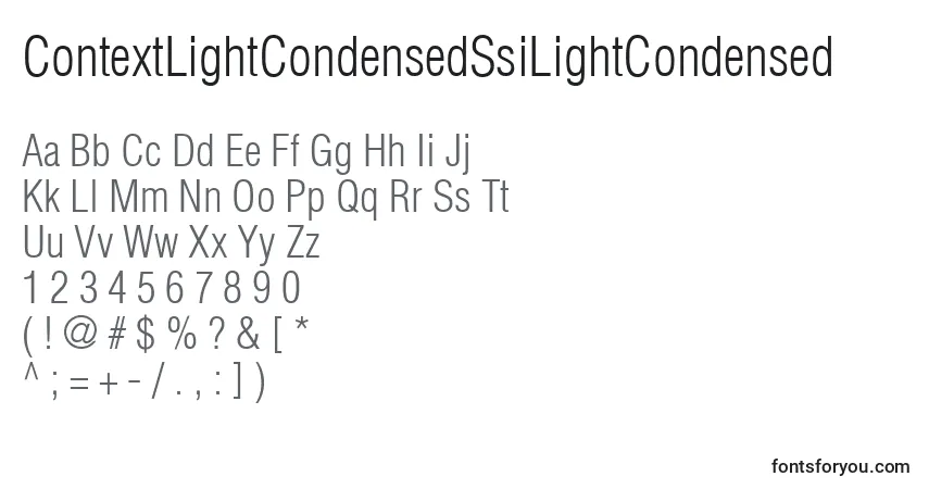 A fonte ContextLightCondensedSsiLightCondensed – alfabeto, números, caracteres especiais