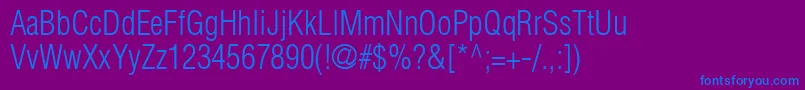 フォントContextLightCondensedSsiLightCondensed – 紫色の背景に青い文字