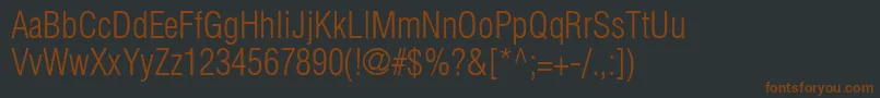 Шрифт ContextLightCondensedSsiLightCondensed – коричневые шрифты на чёрном фоне
