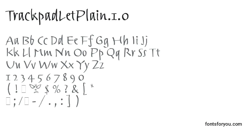 A fonte TrackpadLetPlain.1.0 – alfabeto, números, caracteres especiais