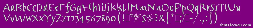 Czcionka TrackpadLetPlain.1.0 – zielone czcionki na fioletowym tle