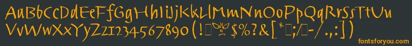 フォントTrackpadLetPlain.1.0 – 黒い背景にオレンジの文字