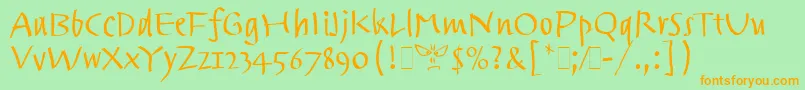 TrackpadLetPlain.1.0-fontti – oranssit fontit vihreällä taustalla