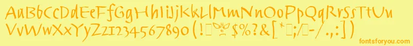 フォントTrackpadLetPlain.1.0 – オレンジの文字が黄色の背景にあります。
