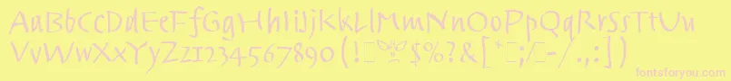 フォントTrackpadLetPlain.1.0 – ピンクのフォント、黄色の背景