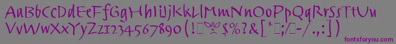 フォントTrackpadLetPlain.1.0 – 紫色のフォント、灰色の背景