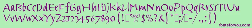 Шрифт TrackpadLetPlain.1.0 – фиолетовые шрифты на зелёном фоне
