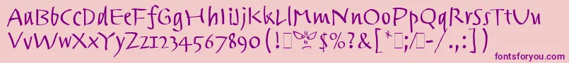 TrackpadLetPlain.1.0-fontti – violetit fontit vaaleanpunaisella taustalla