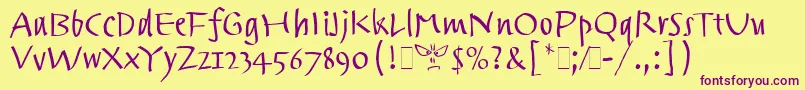 TrackpadLetPlain.1.0-Schriftart – Violette Schriften auf gelbem Hintergrund