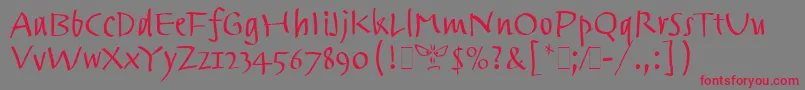 フォントTrackpadLetPlain.1.0 – 赤い文字の灰色の背景