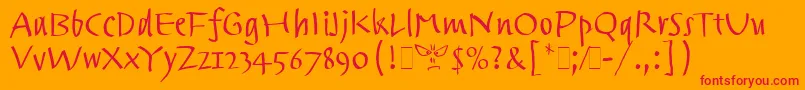 Fonte TrackpadLetPlain.1.0 – fontes vermelhas em um fundo laranja