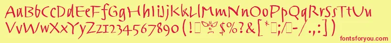 TrackpadLetPlain.1.0 Font – Red Fonts on Yellow Background