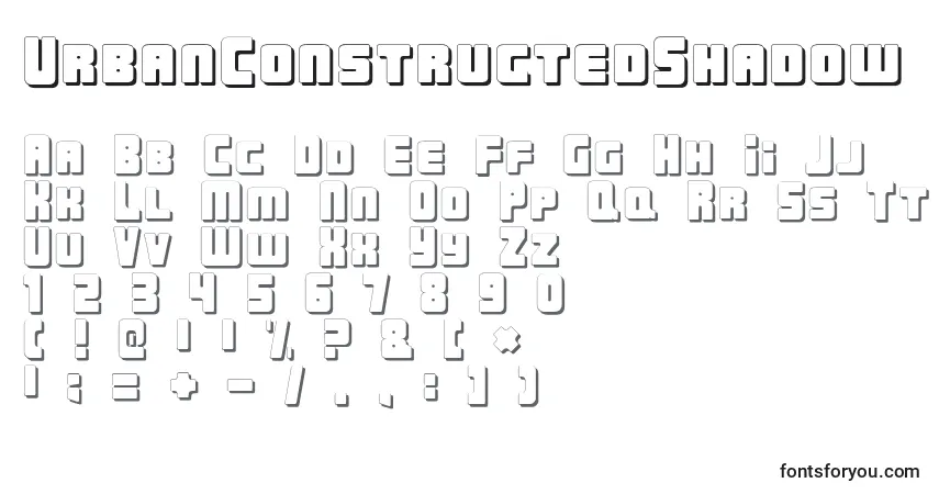 Czcionka UrbanConstructedShadow – alfabet, cyfry, specjalne znaki