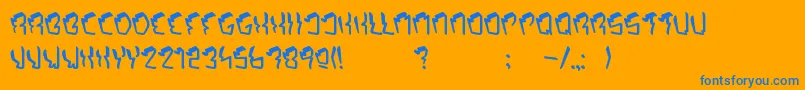 Octopusorbit-Schriftart – Blaue Schriften auf orangefarbenem Hintergrund