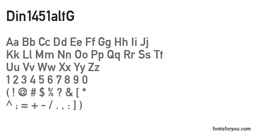 Schriftart Din1451altG – Alphabet, Zahlen, spezielle Symbole