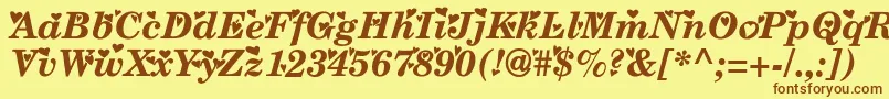 フォントTimes ffy – 茶色の文字が黄色の背景にあります。