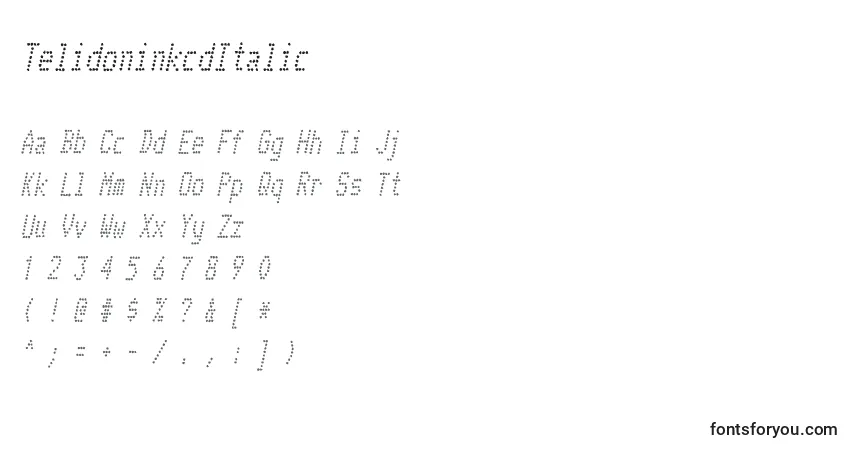 Czcionka TelidoninkcdItalic – alfabet, cyfry, specjalne znaki