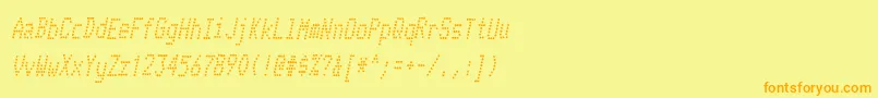 TelidoninkcdItalic-Schriftart – Orangefarbene Schriften auf gelbem Hintergrund