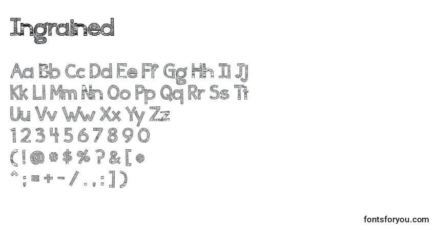 Schriftart Ingrained – Alphabet, Zahlen, spezielle Symbole