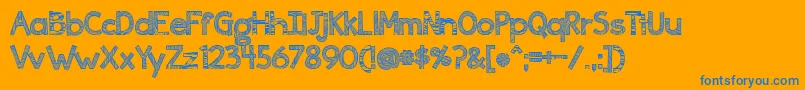 Ingrained Font – Blue Fonts on Orange Background