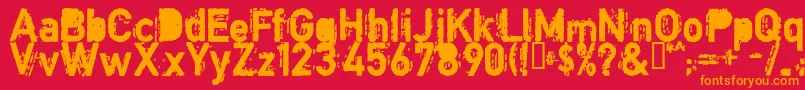 フォントCopyb – 赤い背景にオレンジの文字