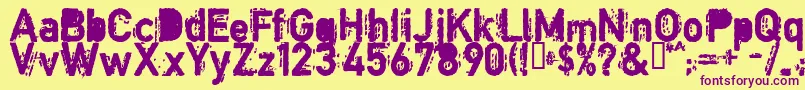 Copyb-Schriftart – Violette Schriften auf gelbem Hintergrund