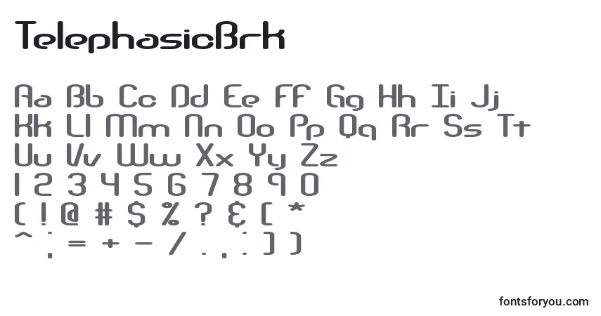 Czcionka TelephasicBrk – alfabet, cyfry, specjalne znaki