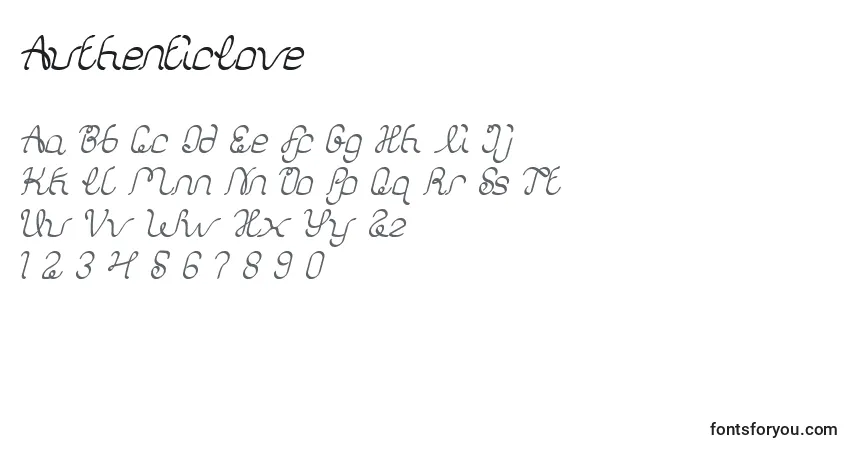 AuthenticLove Font – alphabet, numbers, special characters
