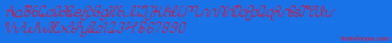 AuthenticLove-Schriftart – Rote Schriften auf blauem Hintergrund