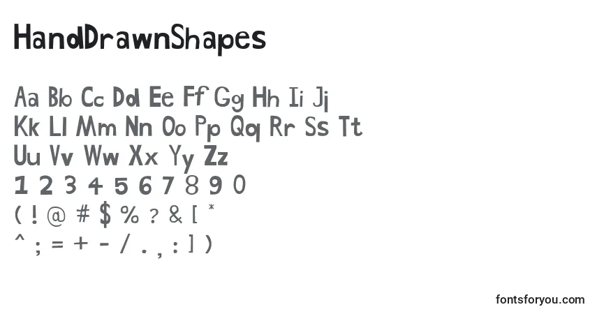 A fonte HandDrawnShapes – alfabeto, números, caracteres especiais