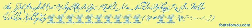 BrevscriptPersonaluse Font – Blue Fonts on Yellow Background