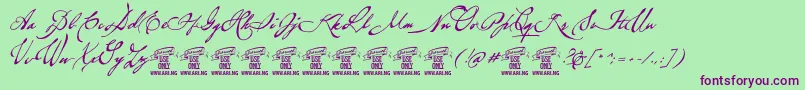 BrevscriptPersonaluse Font – Purple Fonts on Green Background